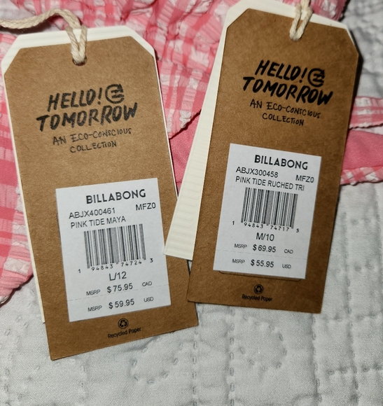 Billabong Pink Tide Bikini Set Triangle Top Medium & Maya Bottom Large - Picture 13 of 14